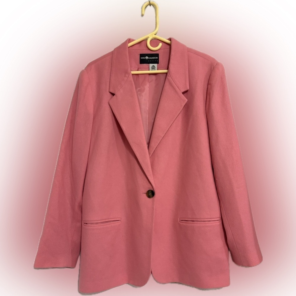 Vintage pink 100% wool blazer jacket size XL